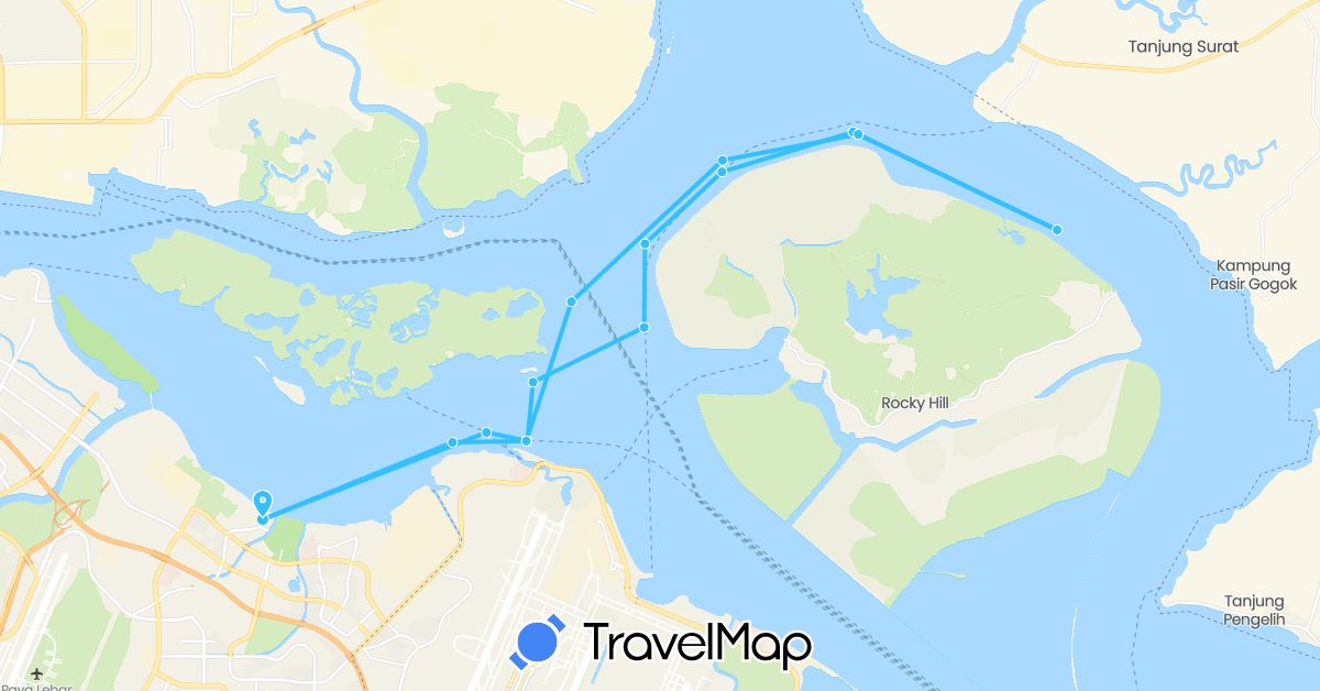 TravelMap itinerary: driving, boat in Singapore (Asia)